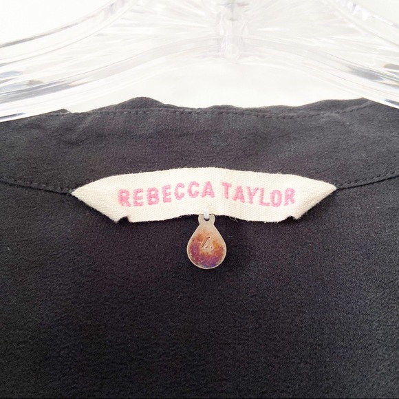 Rebecca Taylor 100% Silk Black Printed Blouse - Picture 3 of 5
